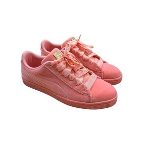 Puma Basket Velvet Heart Satin Ribbon Sneakers - Pink